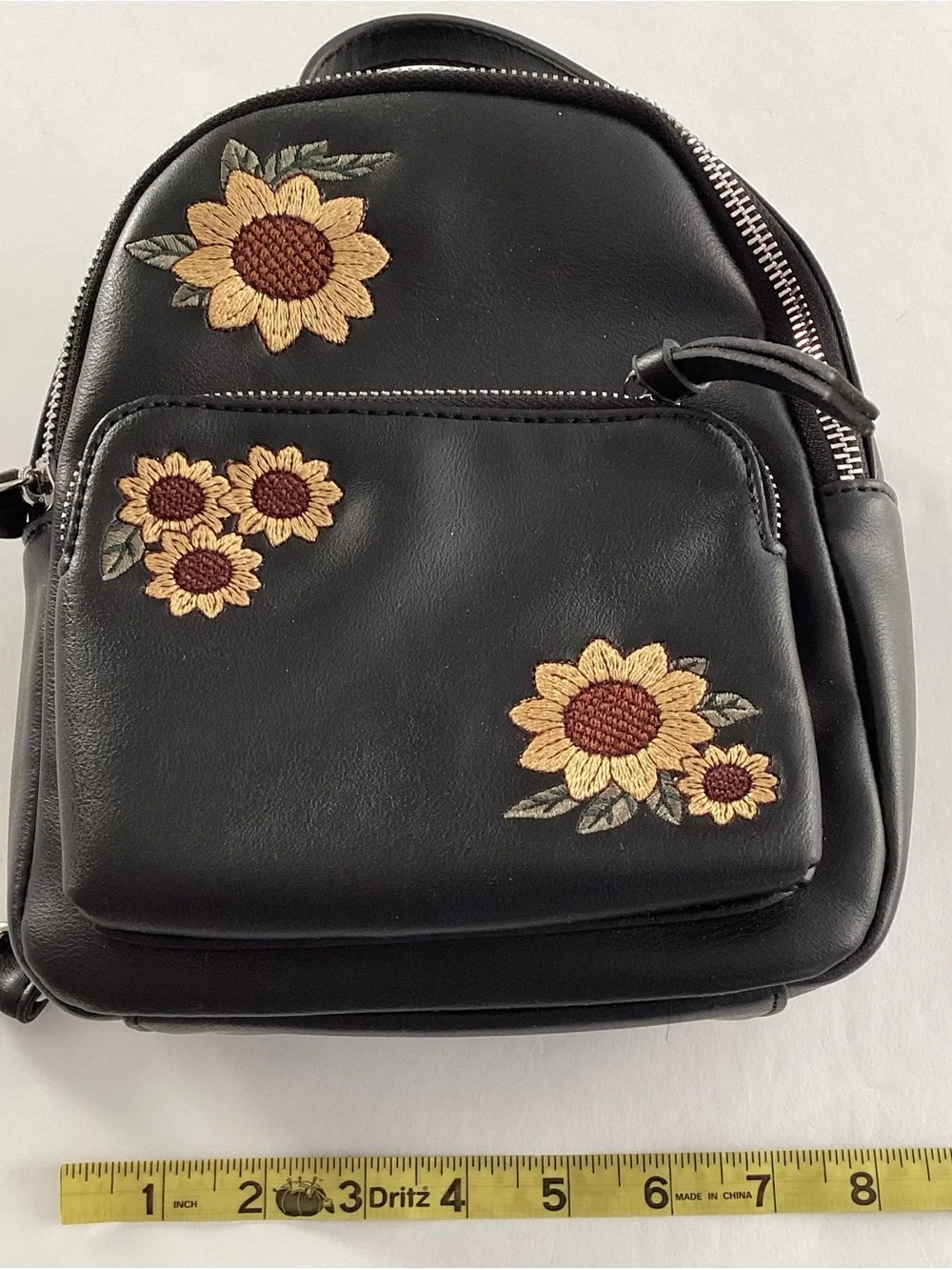 Tilly’s Black Sunflower Embroidered Mini Backpack